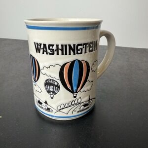 VTG Otagiri WASHINGTON Hot Air Balloon Mug Japan Embossed Ceramic Coffee Tea Cup